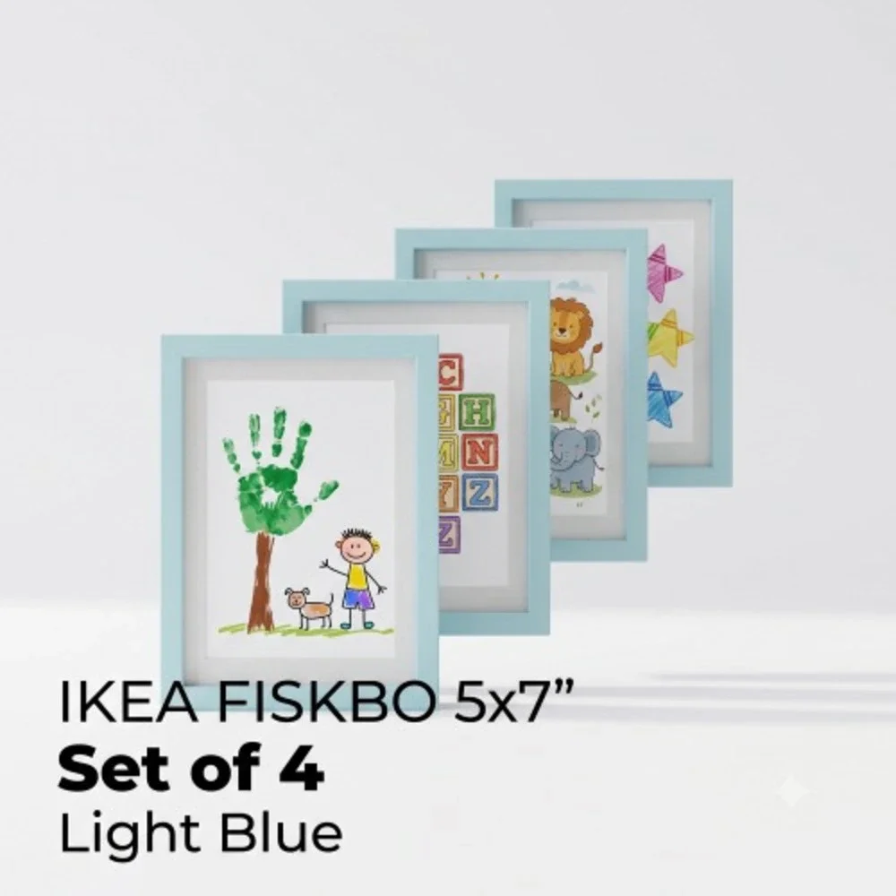 IKEA FISKBO Picture Frame 5x7 Light Blue Wall Tabletop Set of 4 Sealed